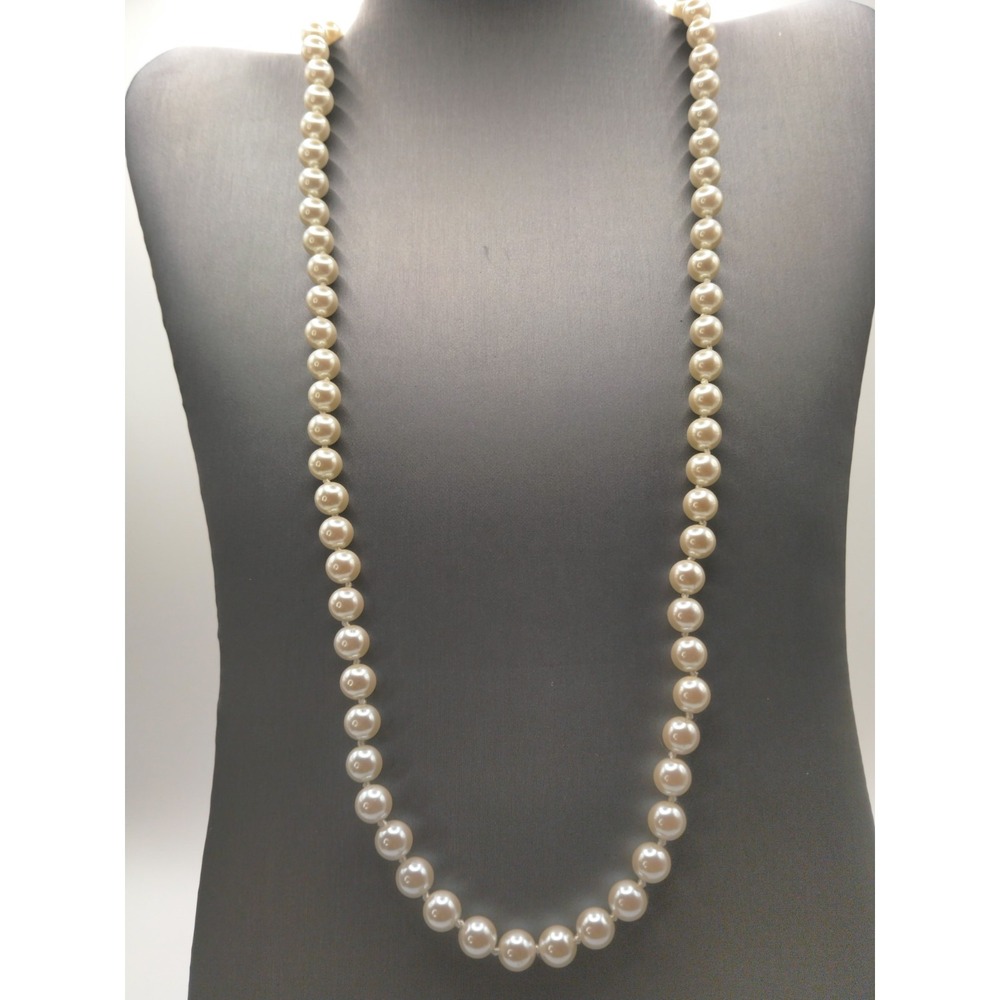 Vintage- Pat Signed Faux Pearls Long‎ Collar
